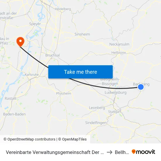 Vereinbarte Verwaltungsgemeinschaft Der Stadt Backnang to Bellheim map