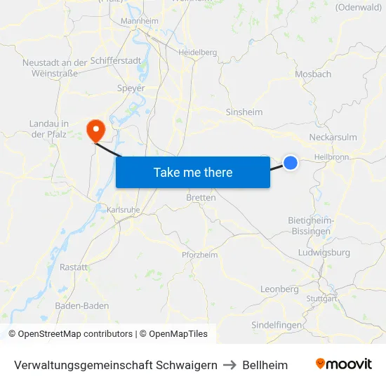Verwaltungsgemeinschaft Schwaigern to Bellheim map