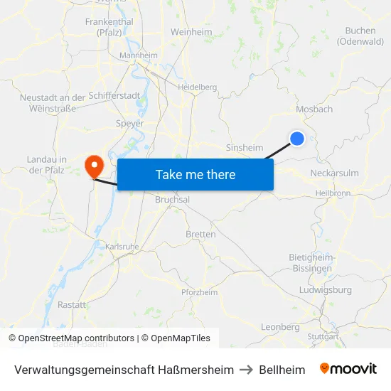 Verwaltungsgemeinschaft Haßmersheim to Bellheim map