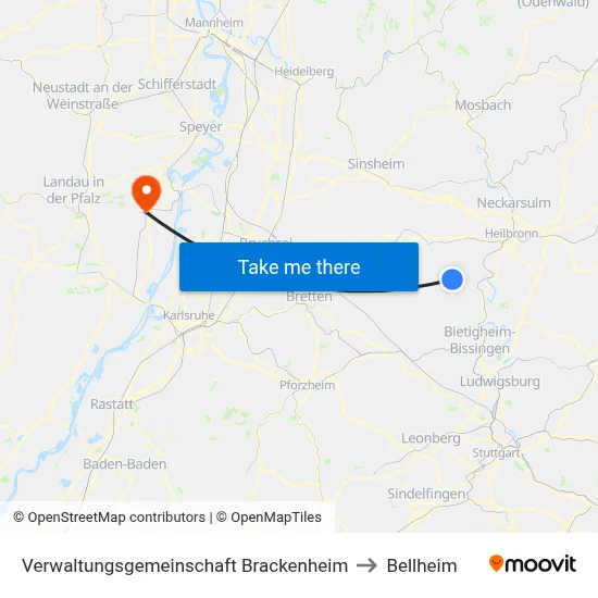 Verwaltungsgemeinschaft Brackenheim to Bellheim map