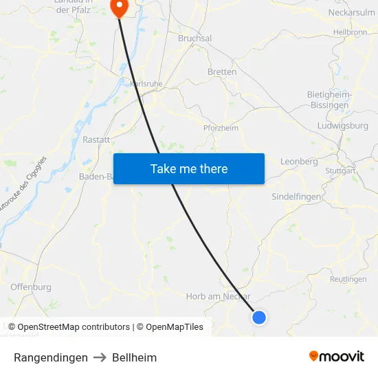 Rangendingen to Bellheim map
