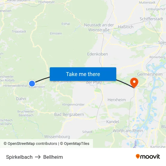 Spirkelbach to Bellheim map
