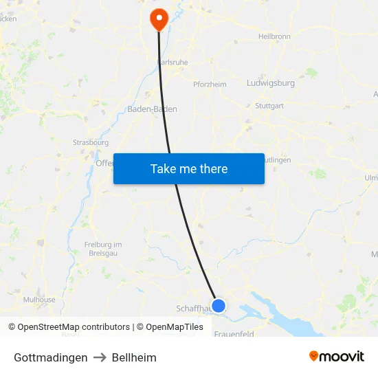 Gottmadingen to Bellheim map