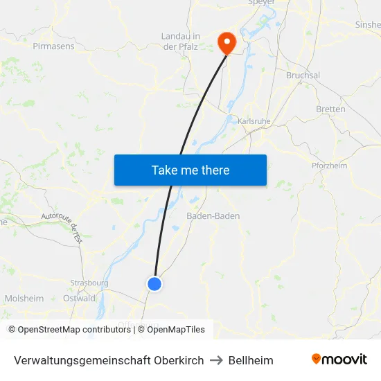 Verwaltungsgemeinschaft Oberkirch to Bellheim map