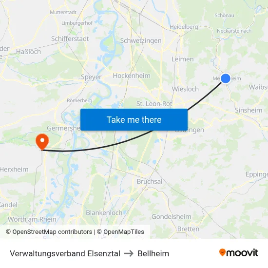 Verwaltungsverband Elsenztal to Bellheim map