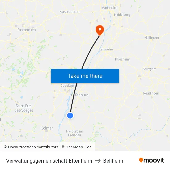 Verwaltungsgemeinschaft Ettenheim to Bellheim map