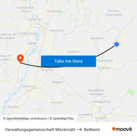 Verwaltungsgemeinschaft Möckmühl to Bellheim map