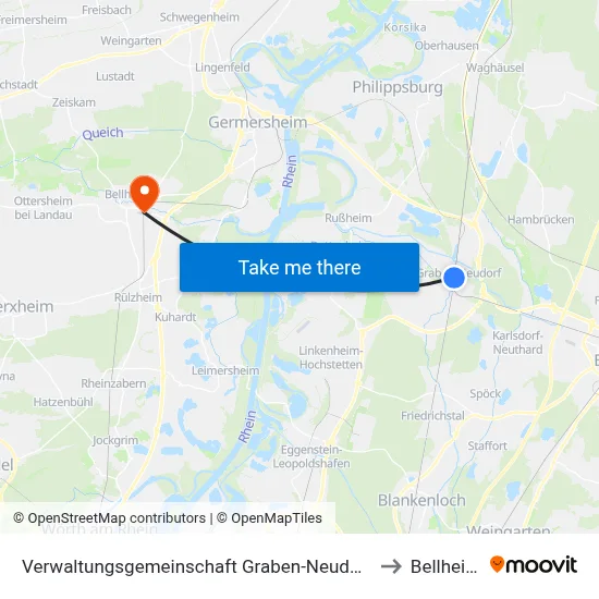 Verwaltungsgemeinschaft Graben-Neudorf to Bellheim map