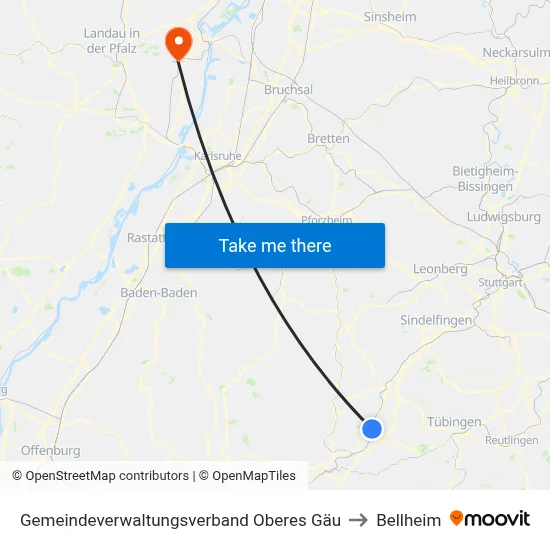 Gemeindeverwaltungsverband Oberes Gäu to Bellheim map