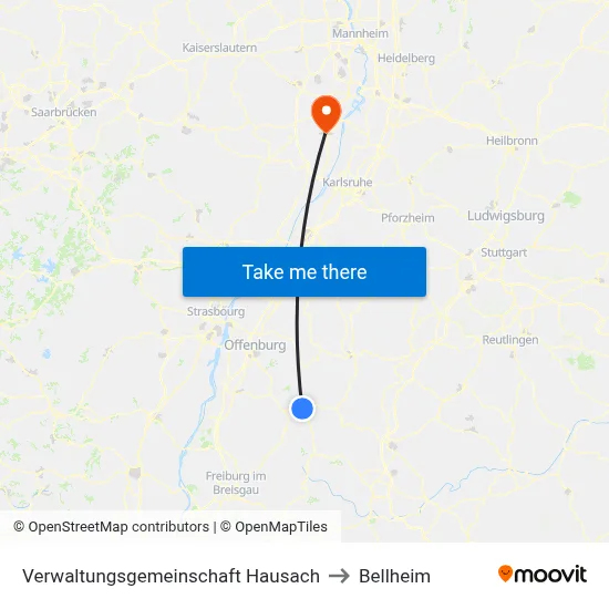 Verwaltungsgemeinschaft Hausach to Bellheim map