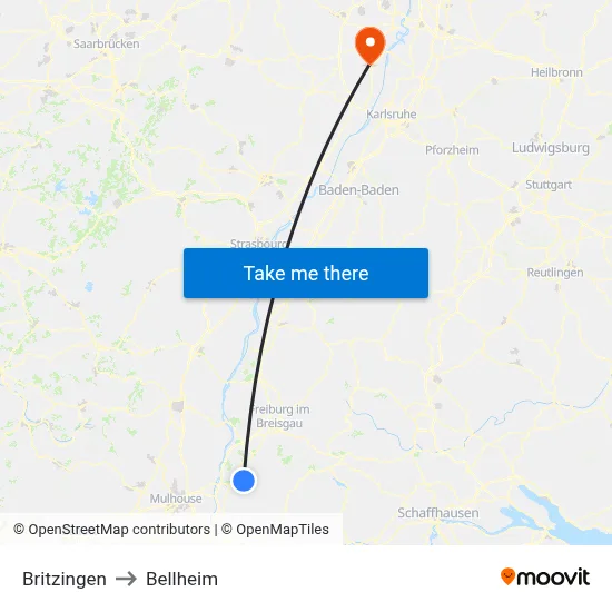 Britzingen to Bellheim map