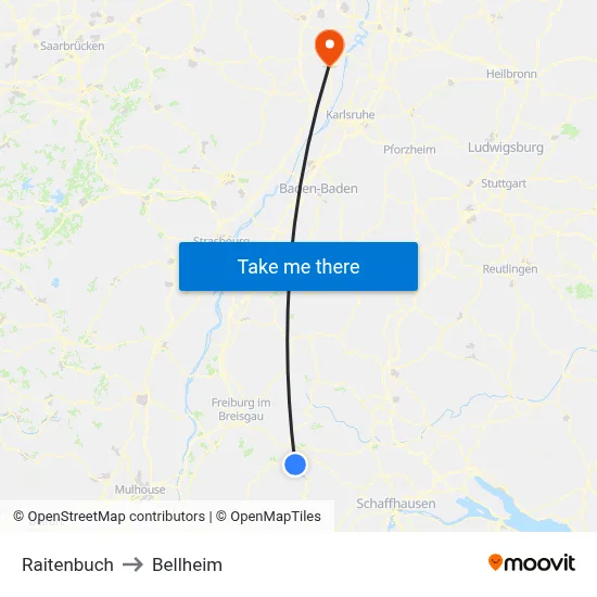 Raitenbuch to Bellheim map