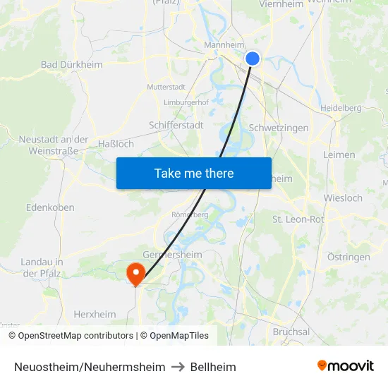 Neuostheim/Neuhermsheim to Bellheim map