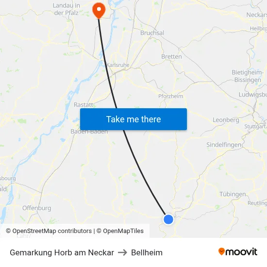 Gemarkung Horb am Neckar to Bellheim map