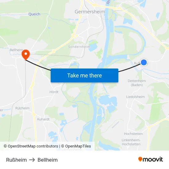 Rußheim to Bellheim map