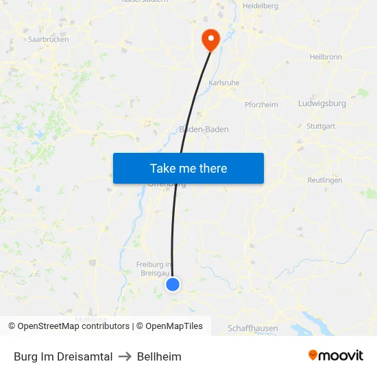 Burg Im Dreisamtal to Bellheim map