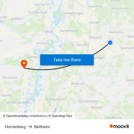 Horrenberg to Bellheim map