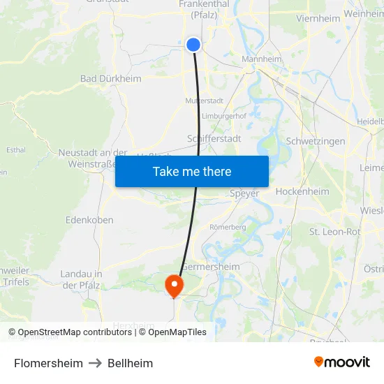 Flomersheim to Bellheim map