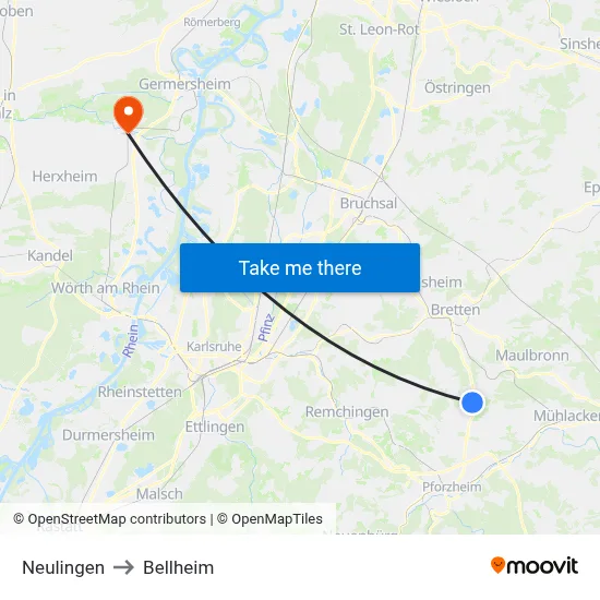 Neulingen to Bellheim map