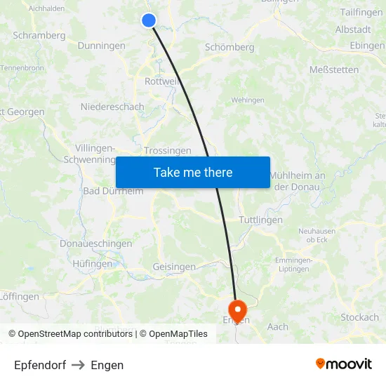 Epfendorf to Engen map