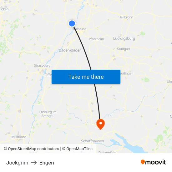Jockgrim to Engen map