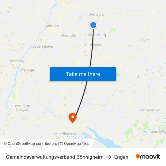 Gemeindeverwaltungsverband Bönnigheim to Engen map