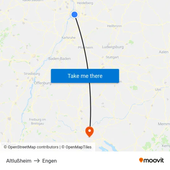 Altlußheim to Engen map