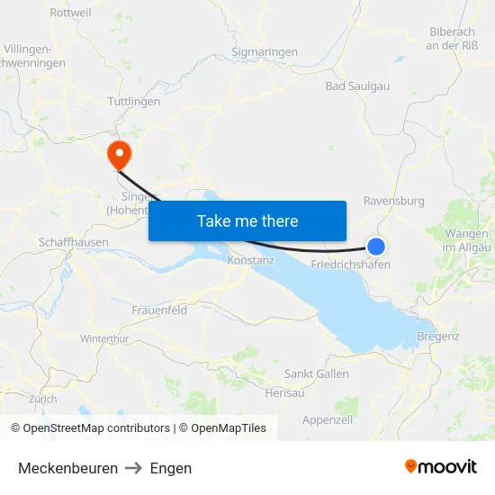 Meckenbeuren to Engen map