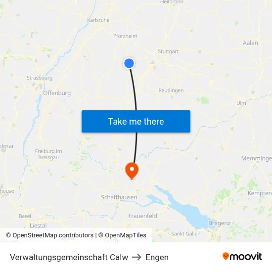 Verwaltungsgemeinschaft Calw to Engen map