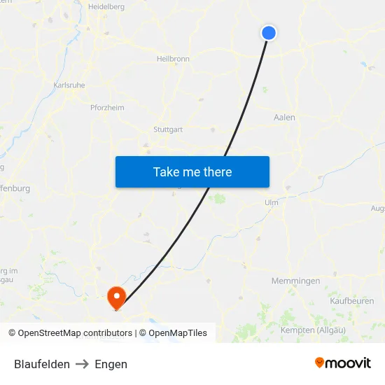 Blaufelden to Engen map