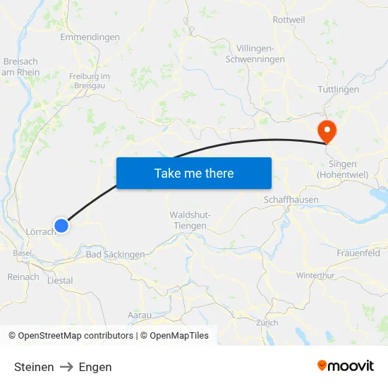 Steinen to Engen map