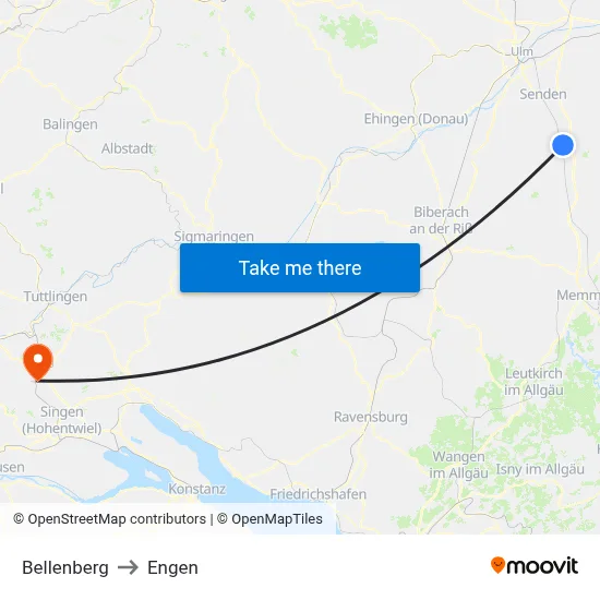 Bellenberg to Engen map