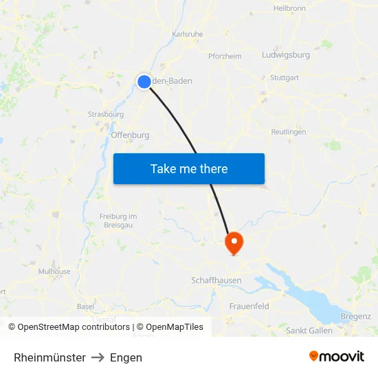 Rheinmünster to Engen map