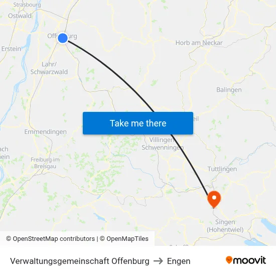 Verwaltungsgemeinschaft Offenburg to Engen map