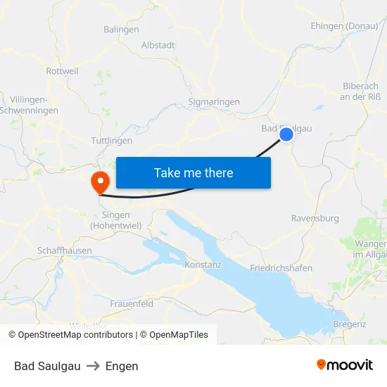 Bad Saulgau to Engen map