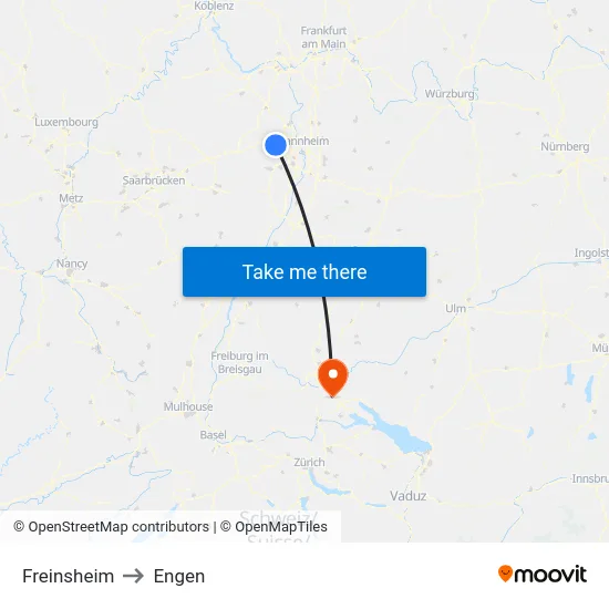 Freinsheim to Engen map