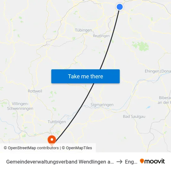 Gemeindeverwaltungsverband Wendlingen am Neckar to Engen map