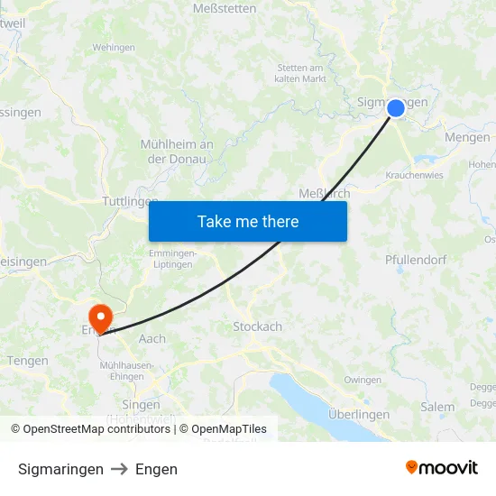 Sigmaringen to Engen map
