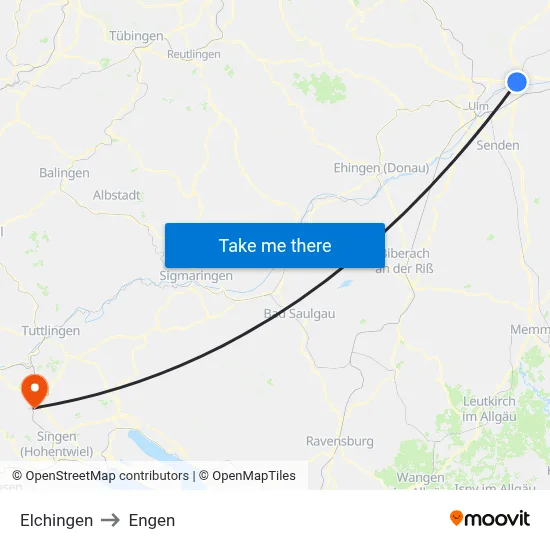 Elchingen to Engen map