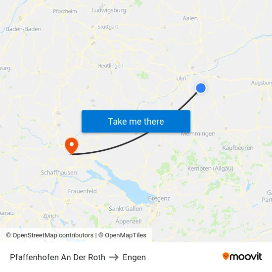 Pfaffenhofen An Der Roth to Engen map
