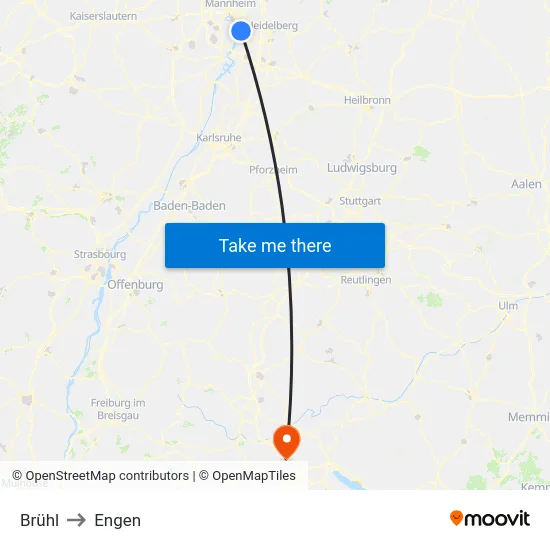 Brühl to Engen map