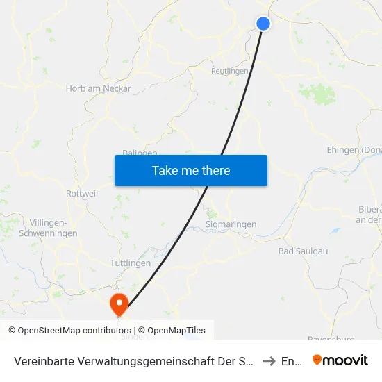 Vereinbarte Verwaltungsgemeinschaft Der Stadt Nürtingen to Engen map