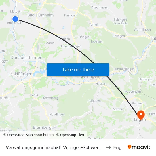 Verwaltungsgemeinschaft Villingen-Schwenningen to Engen map