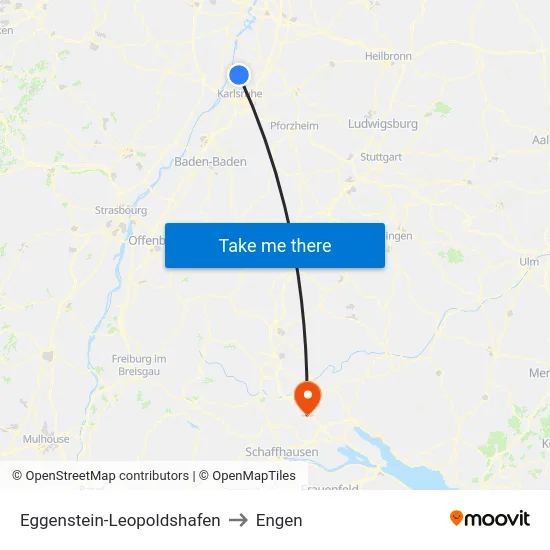 Eggenstein-Leopoldshafen to Engen map