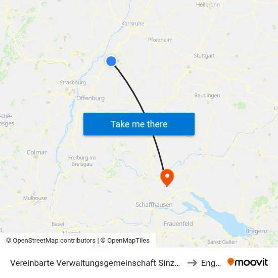Vereinbarte Verwaltungsgemeinschaft Sinzheim to Engen map