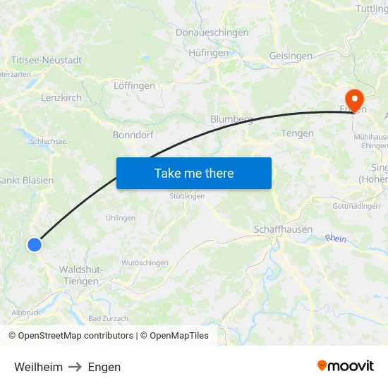 Weilheim to Engen map