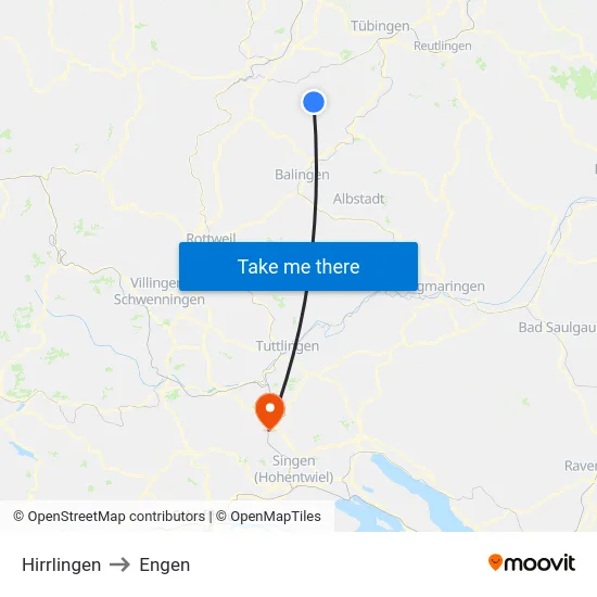 Hirrlingen to Engen map