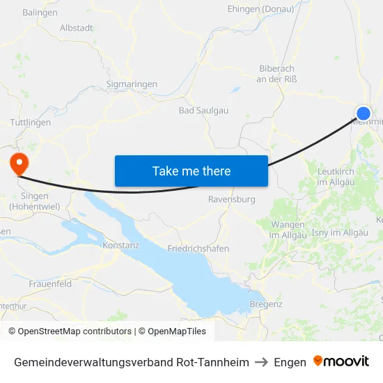 Gemeindeverwaltungsverband Rot-Tannheim to Engen map