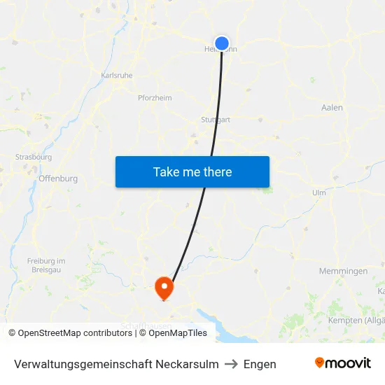 Verwaltungsgemeinschaft Neckarsulm to Engen map