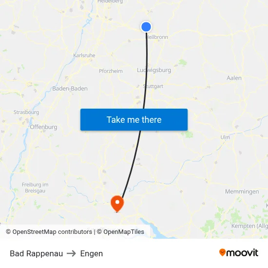 Bad Rappenau to Engen map